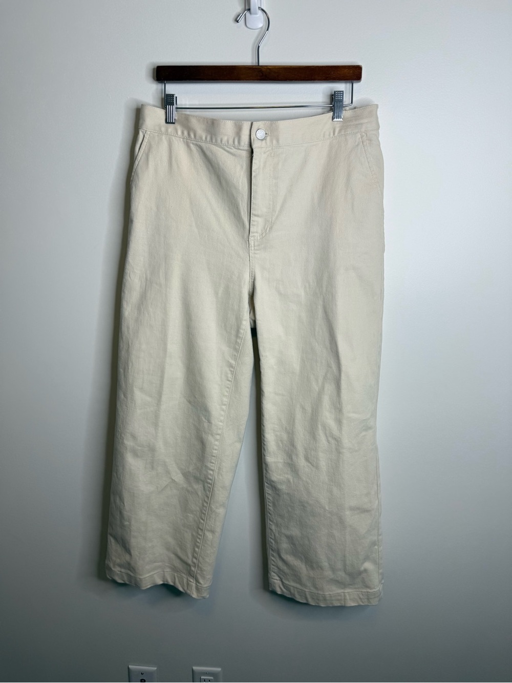 OAK + FORT Cream Cropped Straight-Leg Pants size XL